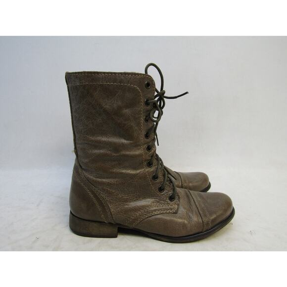 STEVE MADDEN Womens Sz 6 M Brown Leather Zip Combat High Ankle Boots TROOPA - Picture 3 of 10